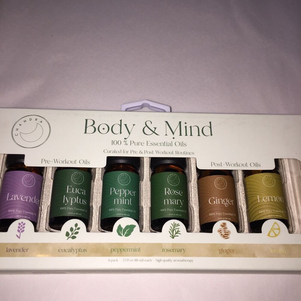 Chandra Pre And Post Workout 10 ml. 6 bottles Aromatherapy Essential Oils NIB